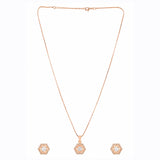 Kundan Elegance Rose Glow Hexa Pendant Set