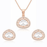 Kundan Elegance Rose Dew Teardrop Pendant Set