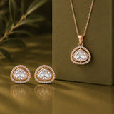 Kundan Elegance Rose Dew Teardrop Pendant Set