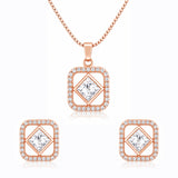 Kundan Elegance Rose Prism Square Pendant Set