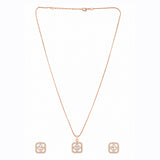 Kundan Elegance Rose Prism Square Pendant Set