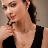 Kundan Elegance Rose Prism Square Pendant Set