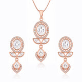 Kundan Elegance Rose Bloom Drop Pendant Set