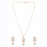 Kundan Elegance Rose Bloom Drop Pendant Set