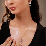Kundan Elegance Rose Bloom Drop Pendant Set
