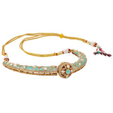 Sparkling Elegance Royal Meher Turquoise Hasli Necklace Set