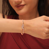 Sparkling Elegance Rose Gold Swan Cz Bracelet