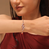 Sparkling Elegance Rose Gold Floral American Diamond Bracelet