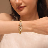 Gold Elegance Regal Petal Kundan Bracelet
