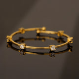 Sparkling Elegance Golden Whisper American Diamond Cz Bracelet