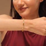 Sparkling Elegance Golden Whisper American Diamond Cz Bracelet