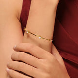 Sparkling Elegance Golden Whisper American Diamond Cz Bracelet