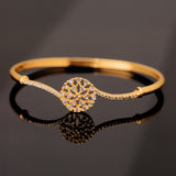 Sparkling Elegance Golden Bloom American Diamond Cz Bracelet