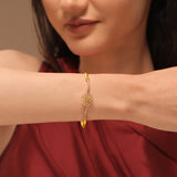Sparkling Elegance Golden Bloom American Diamond Cz Bracelet
