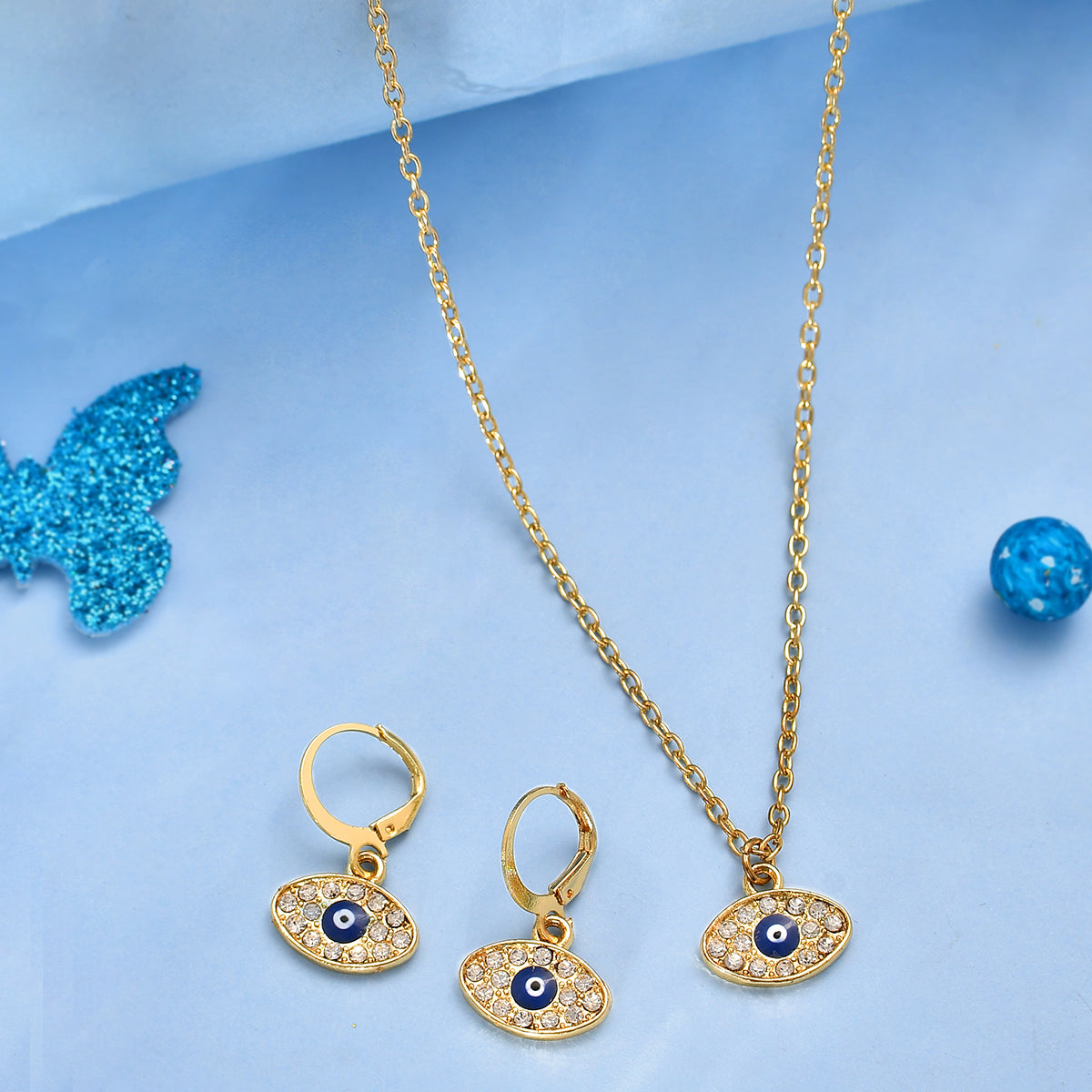 Dazzling Eyes Evil Eye Pendant Set – VOYLLA - Main Image