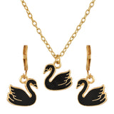 Mystical Black Swan Pendant Set