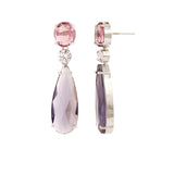 Sparkling Elegance Pink/Blue CZ White Rhodium-Plated Danglers
