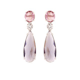 Sparkling Elegance Pink/Blue CZ White Rhodium-Plated Danglers