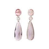 Sparkling Elegance Pink/Blue CZ White Rhodium-Plated Danglers