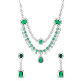 Sparkling Elegance Royal Emerald Aura Cz Necklace Set