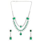 Sparkling Elegance Royal Emerald Aura Cz Necklace Set
