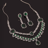 Sparkling Elegance Royal Emerald Aura Cz Necklace Set
