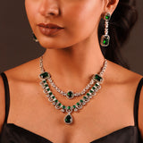 Sparkling Elegance Royal Emerald Aura Cz Necklace Set
