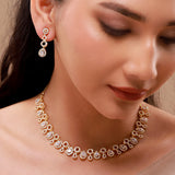 Gold Elegance Celestia Halo Cz Necklace Set