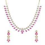Gold Elegance Rose Cascade Cz Necklace Set