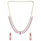 Gold Elegance Rose Cascade Cz Necklace Set