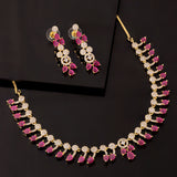 Gold Elegance Rose Cascade Cz Necklace Set