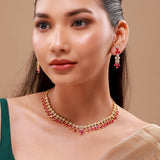 Gold Elegance Rose Cascade Cz Necklace Set