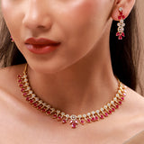 Gold Elegance Rose Cascade Cz Necklace Set