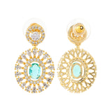 Gold Elegance Emerald Halo Cz Necklace Set