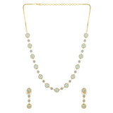 Gold Elegance Mint Halo Cz Necklace Set
