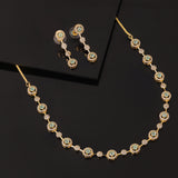 Gold Elegance Mint Halo Cz Necklace Set