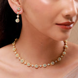 Gold Elegance Mint Halo Cz Necklace Set