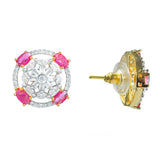 Gold Elegance Radiant Floral Cz Stud Earrings