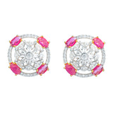 Gold Elegance Radiant Floral Cz Stud Earrings
