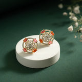 Gold Elegance Radiant Floral Cz Stud Earrings