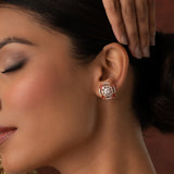 Gold Elegance Radiant Floral Cz Stud Earrings