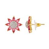 Gold Elegance Blush Bloom Floral Stud Earrings