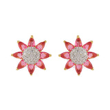Gold Elegance Blush Bloom Floral Stud Earrings