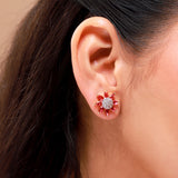 Gold Elegance Blush Bloom Floral Stud Earrings