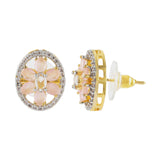 Gold Elegance Rose Petal Halo Stud Earrings