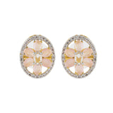 Gold Elegance Rose Petal Halo Stud Earrings