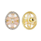 Gold Elegance Rose Petal Halo Stud Earrings