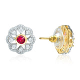 Gold Elegance Blossom Radiance Cz Stud Earrings