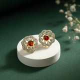 Gold Elegance Blossom Radiance Cz Stud Earrings