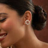 Gold Elegance Blossom Radiance Cz Stud Earrings